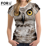 FORUDESIGNS Black Cat Printing Women T Shirt 3D Cat Dog T-Shirt Casual Female Round Neck