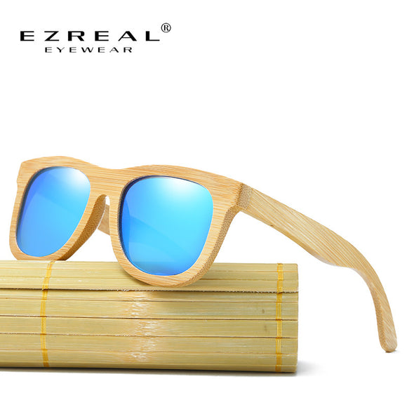 EZREAL Wooden Sunglasses Polarized Bamboo brand sun glasses Vintage Wood Case Beach Sunglasses