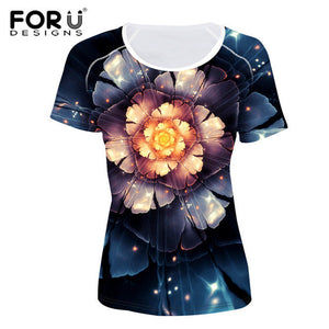 FORUDESIGNS 3D Flowers Rose T-shirts Women Summer Tops Tees Print 2017