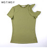 WOTWOY Spring Off Shoulder Ruffles Cotton T Shirt Women 2017