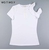 WOTWOY Spring Off Shoulder Ruffles Cotton T Shirt Women 2017